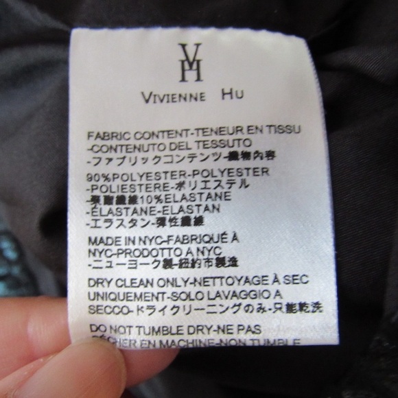 Vivienne Hu New York Black Snakeskin Python Dress 10 Sleeveless Cocktail Party - Picture 10 of 11